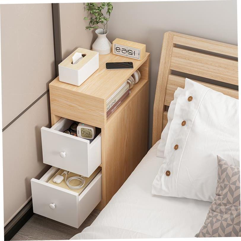 Mini Bedside Table Ultra Narrow Rounded Corner Locker