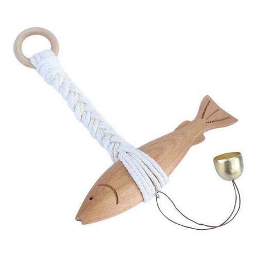 Shopkeeper Bell Craft Wind Chime Carved Pendant Wood Fish