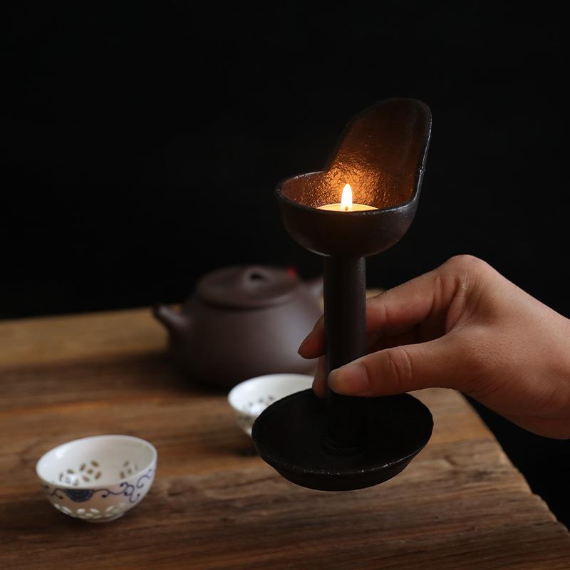 American Country Cast Iron Old Candlestick Kerosene Lamp Old