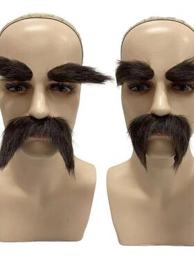 2Pcs Fake Mustache and Fake Eyebrows DIY Makeup False