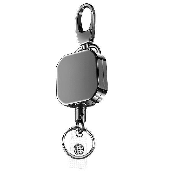 Heavy Duty Metal Retractable Carabiner Keychain Belt Badge