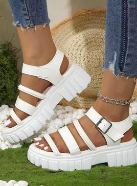 Casual heels platform sandals外贸原单百搭爆款厚底增高凉鞋女