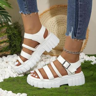 Casual heels platform sandals外贸原单百搭爆款厚底增高凉鞋女