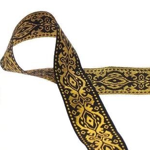 Inch Wide Gold Yards Black White 1.3 Ribbon 7.6 Jacquard