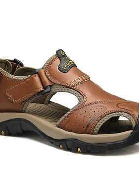man sandals for men summer size 48 genuine leaher slippers