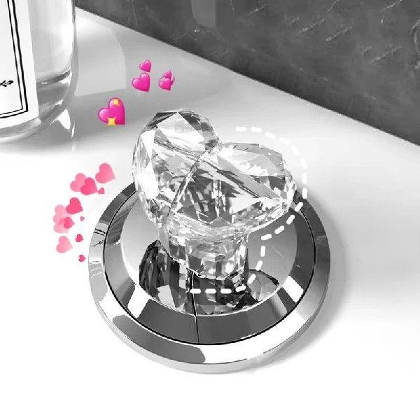 Diamond Heart Shaped Toilet Press Button Handle Bathroom