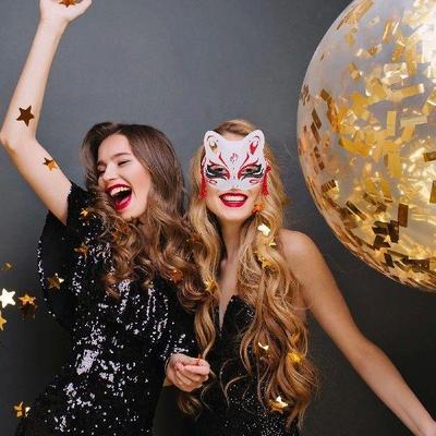 2Pcs Half Face Mask Japanese Fox Design Cosplay Party Stage