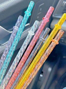 5Pcs Swirl Straws Reusable 24cm Long Hard Plastic Shiny