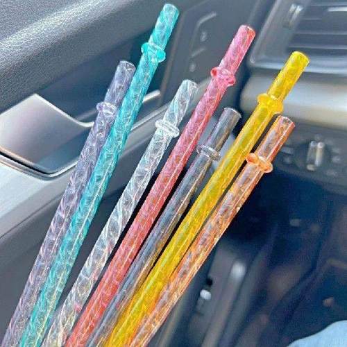 5Pcs Swirl Straws Reusable 24cm Long Hard Plastic Shiny