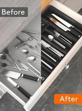 Silverware Drawer Organizer Expandable Utensil Tray for Kitc