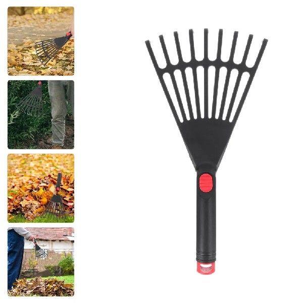 Garden Rake Plastic Leaf with Handle Gardening Plant Tool