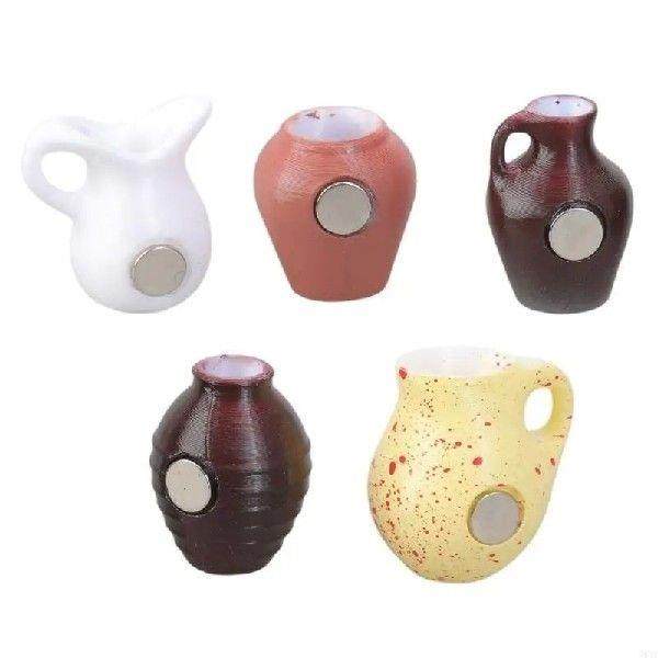 5Pieces Mini Vase Magnets Flower Pot Ornaments for