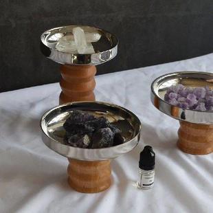 Round Solid Wood Nordic Tray Steel Base Living Stainless