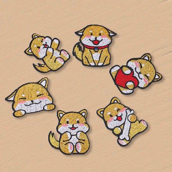 6pcs Cartoon Cute Dog Embroidery Patch Akita Shiba Inu Hot