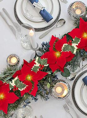 Poettia Christmas Flowers Garland String Lights Xmas Tree Or