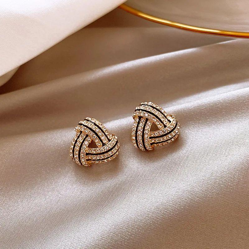 Exquisite Zircon Small Triangle Ear Studs for Women Geometri