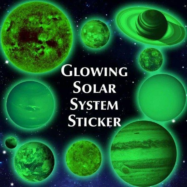 Decor Wall Stickers PVC Planet Solar System Decal Glow In