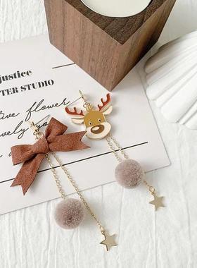 Cute Christmas Elk Dangle Earrings For Women Xmas Deer Butte