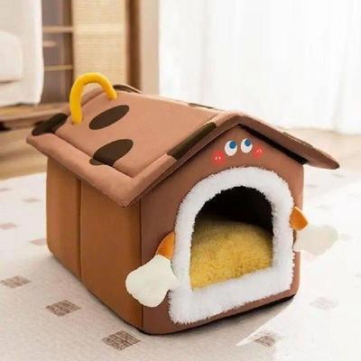Plush Hooded Cat Bed Cave Detachable Soft Plush Pet Beds