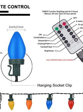 Battery C7 Bulbs Christmas String Lights Remote Control LED