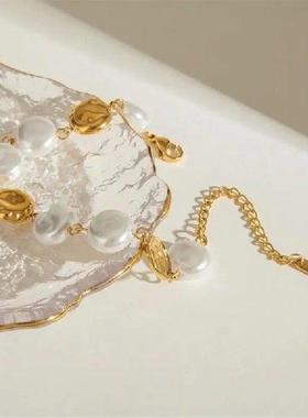 652F Stainless Steel Bracelet Vintage Bracelet Glass Coin