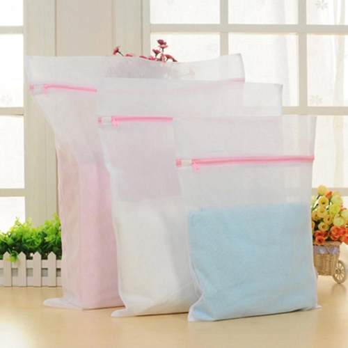 3 Size Wash Clothes Bags Zippered Mesh Laundry Bag Foldable