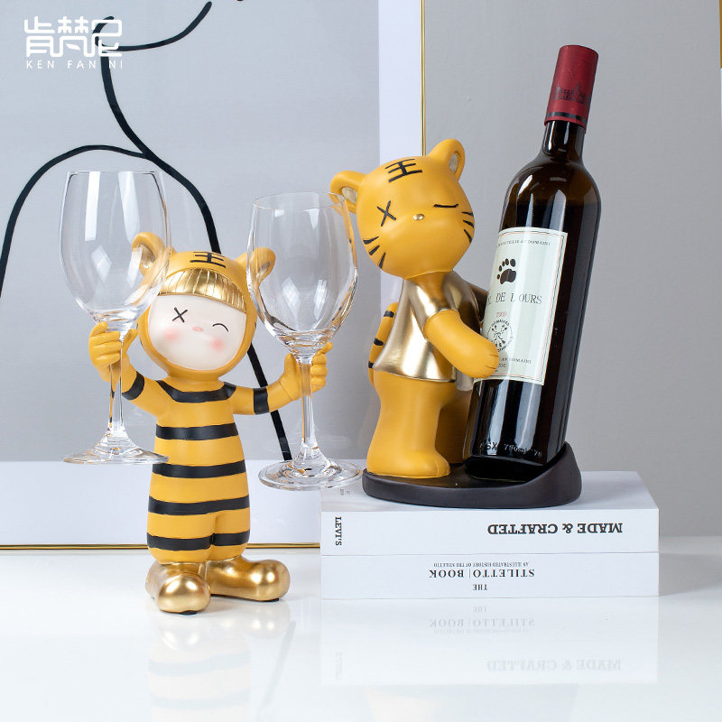 创意老虎红酒架摆件酒柜电视柜桌面软装饰品轻奢高档乔迁新居礼物,家居饰品,装饰摆件,淘宝优惠券,粉丝福利购,淘宝优惠卷