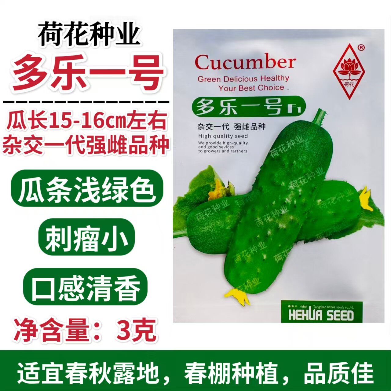 杂交水果黄瓜种子多乐一号黄瓜种籽高产口感清香旱黄瓜100粒