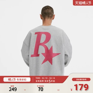 嘻哈情侣装 美式 宽松套头上衣男 RASSR星复古圆领卫衣 潮牌春秋季