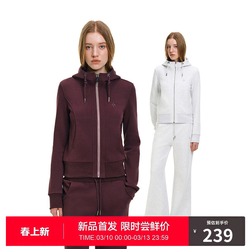 RASS撞色拉链抓毛网格针织开衫套装 潮牌休闲修身款连帽卫衣外套