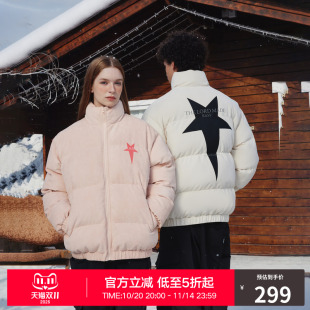 RASS星星仿麂皮棉服美式 国潮牌情侣宽松保暖棉衣外套 复古冬季