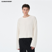 CLIMAX 高街打底衫 VISION胸前刺绣毛绒坑条长袖 T恤美式