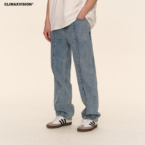 CLIMAXVISION中线拼缝牛仔裤