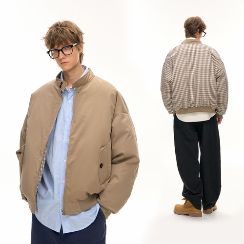 CLIMAX VISION优质鲜绒/立领短宽廓形双面穿保暖羽绒服夹克外套