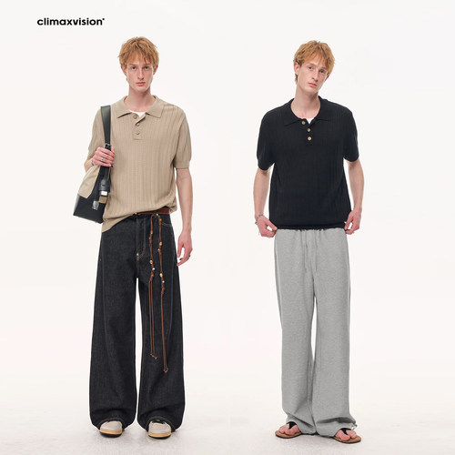 CLIMAX VISION莱赛尔冰凉触感_麦穗纹肌理老钱针织POLO衫短袖T恤