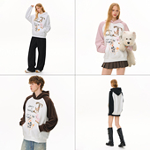 CLIMAX 情侣帽衫 VISION手绘涂鸦印花拼色插肩袖 连帽卫衣男女装