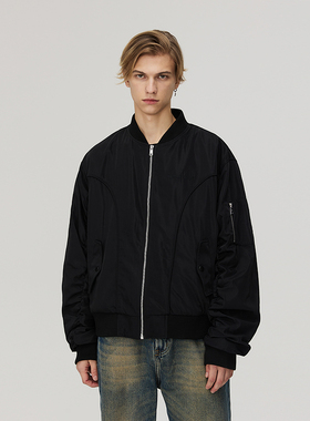 CLIMAX VISION基础款抽皱MA1飞行员夹克外套男美式复古拉链棒球服