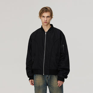 复古拉链棒球服 抽皱MA1飞行员夹克外套男美式 CLIMAX VISION基础款