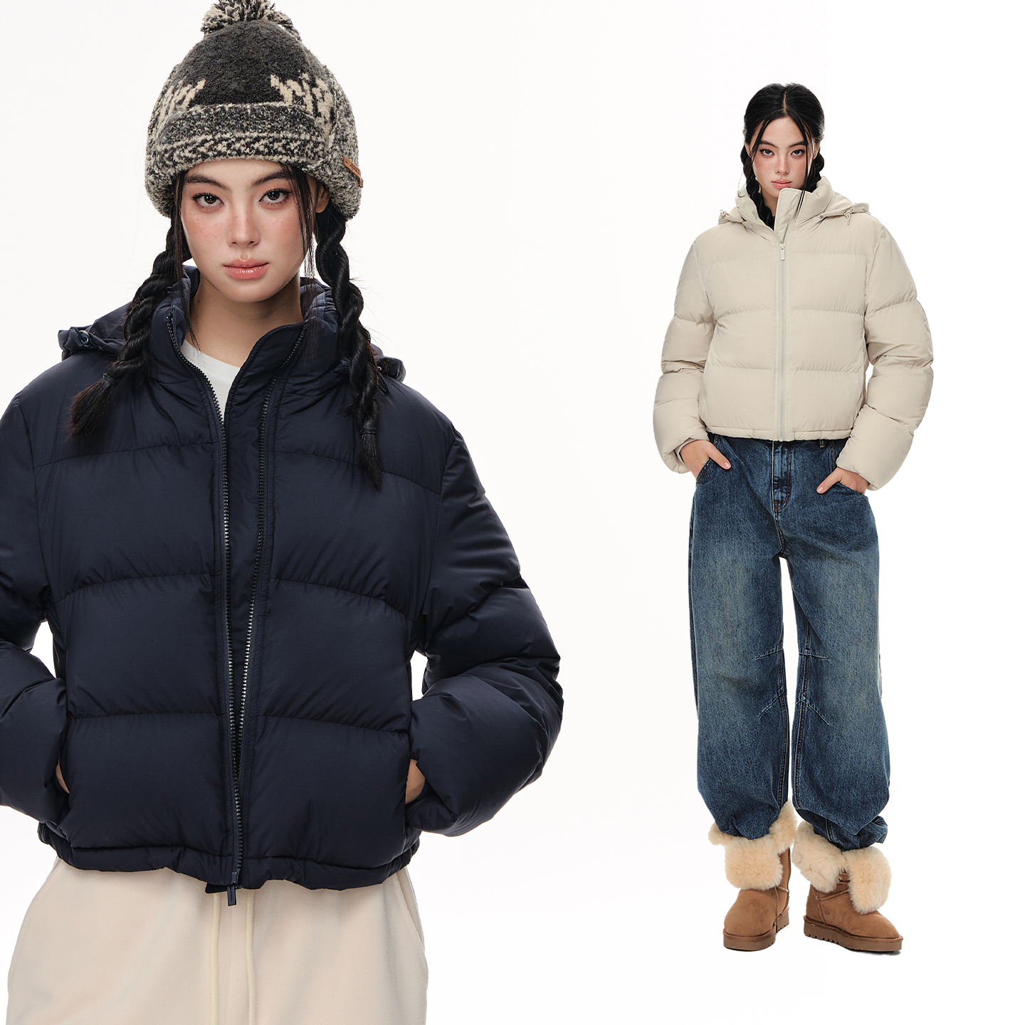 CLIMAX VISION优质鲜绒/云朵零压感可拆卸保暖连帽短款泡芙羽绒服