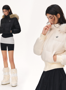 CLIMAX VISION小蛮腰/可拆卸毛领连帽短款收腰保暖羽绒服外套女冬