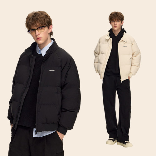 CLIMAXVISION宽松立领刺绣羽绒服