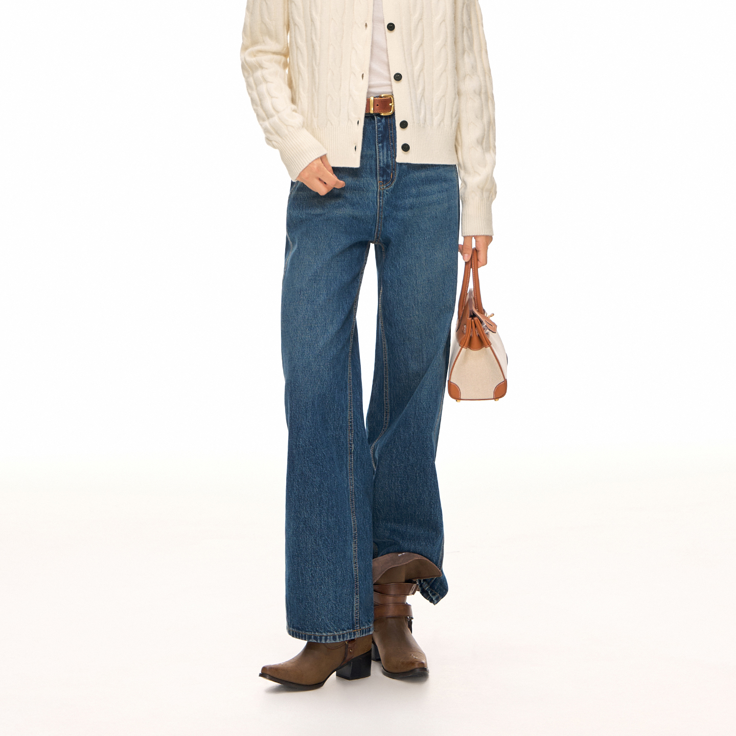 CLIMAX VISION轻解构分割剪裁高腰显瘦直筒牛仔裤长裤12.8oz