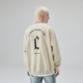 CLIMAX VISION做旧印花C字母薄绒套头卫衣重磅美式 高街情侣外套潮