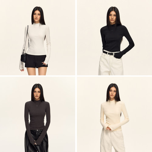 CLIMAXVISION十字半高领显瘦长袖