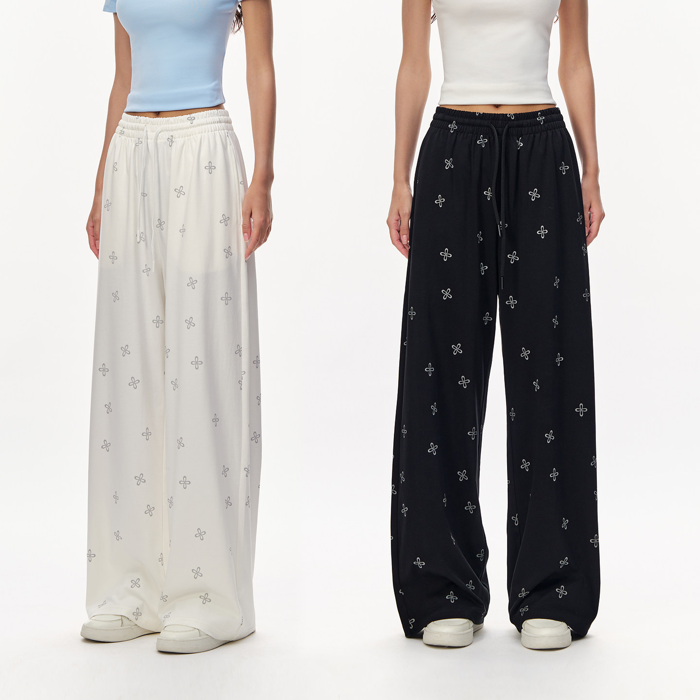 CLIMAX VISION十字花满印春夏轻薄柔软松弛感宽松直筒长裤