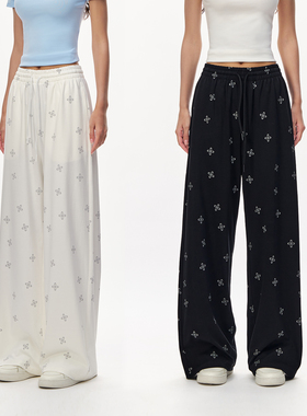 CLIMAX VISION十字花满印春夏轻薄柔软松弛感宽松直筒长裤