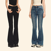 紧致塑形超模腿复古烟管小喇叭牛仔裤 CLIMAX VISION四面高弹力 女