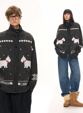 CLIMAX VISION羊毛混纺西高地狗狗费尔岛保暖针织开衫毛衣外套