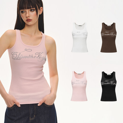 CLIMAXVISION大U领烫钻背心