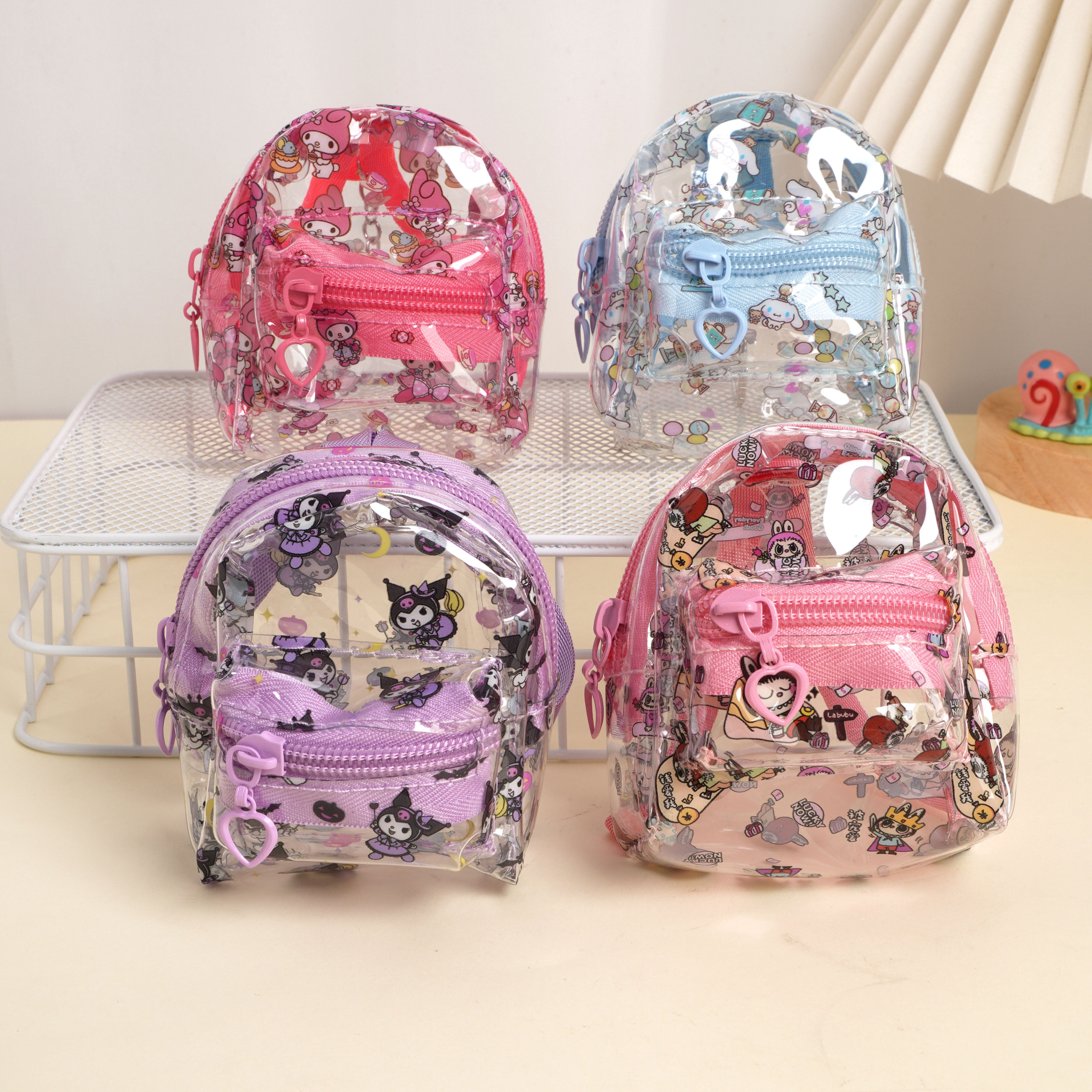 pvc透明零钱包新款卡通小书包迷你钱包可爱库洛米女生便携耳机包